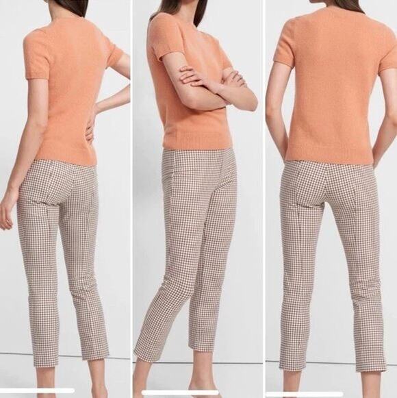 Theory Pants - Theory Skinny Legging Grid Stretch Pant Women's Size 8 Cotton Flat Front Plaid